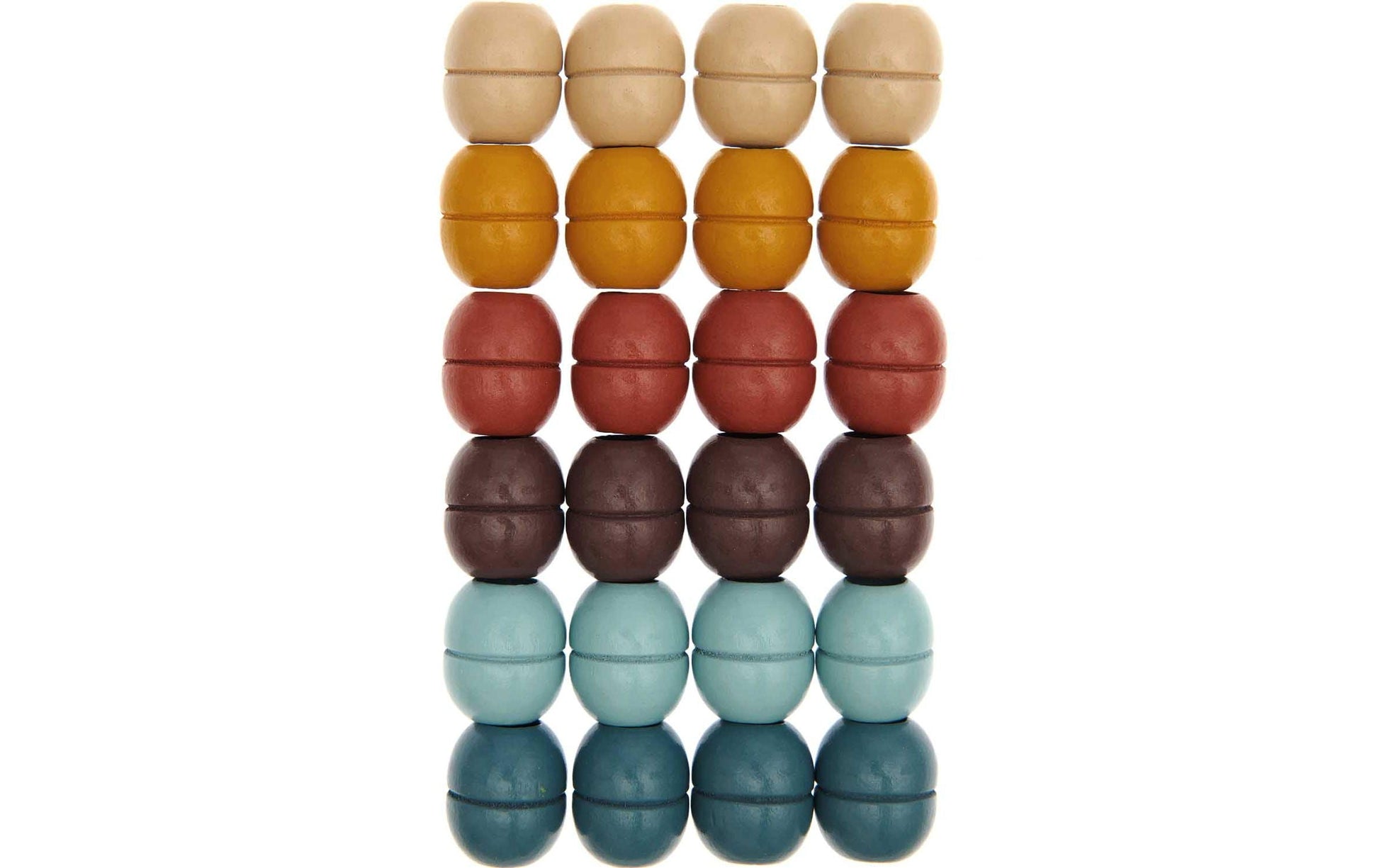 Rico Design Holzperlen, oval – mehrfarbig – 19 × 22 mm, Loch 10 mm – 24 Stk.
