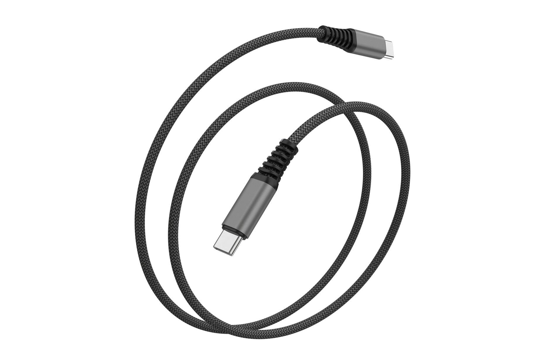 4smarts USB-C auf USB-C Kabel – USB 2.0 (480 Mbit/s) – 1,5 m – PD 100 W – Geflochten – Schwarz