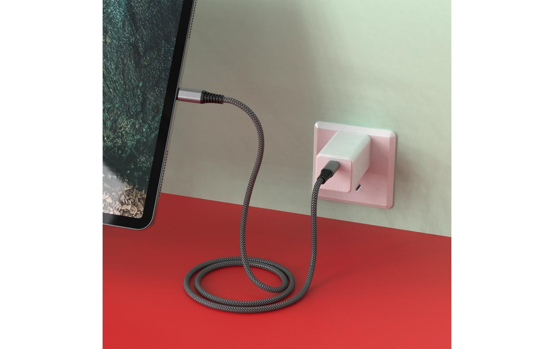 4smarts USB-C auf USB-C Kabel – USB 2.0 (480 Mbit/s) – 1,5 m – PD 100 W – Geflochten – Schwarz