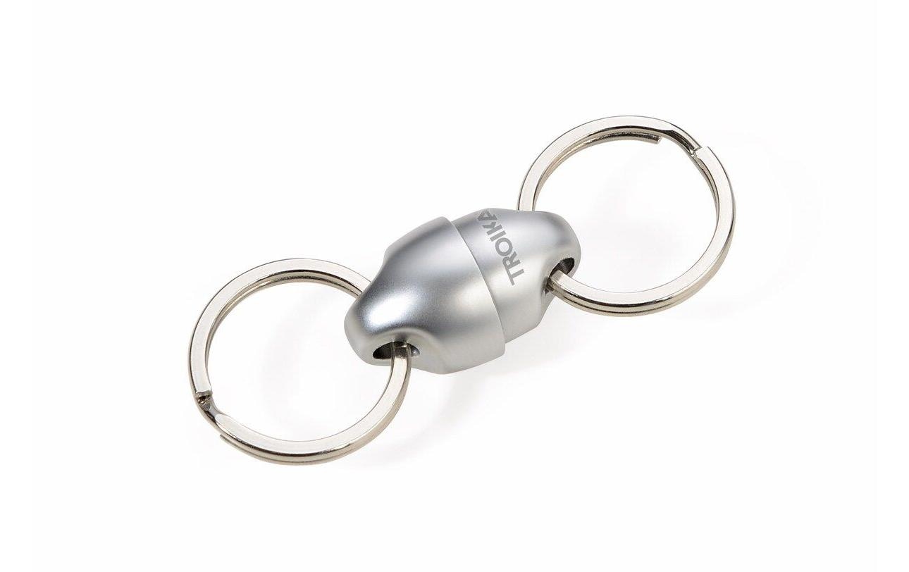 TROIKA Schlüsselanhänger Plus & Minus – magnetisch verbunden, Metall, Silber