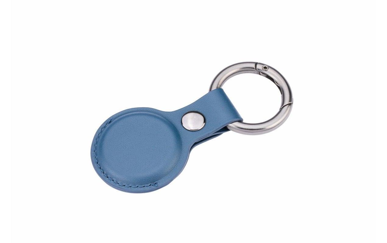 TROIKA AirTag-Hülle Rund für AirTag – mit Schlüsselring, Kunstleder, Blau, Ø 40 mm