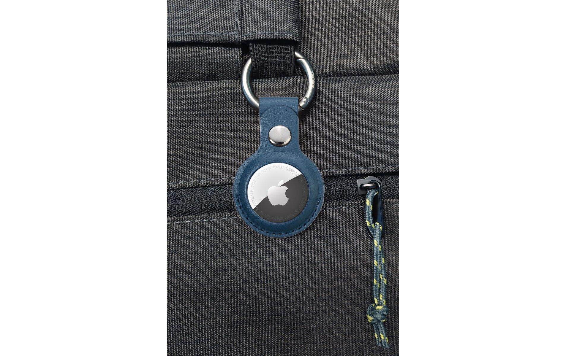 TROIKA AirTag-Hülle Rund für AirTag – mit Schlüsselring, Kunstleder, Blau, Ø 40 mm