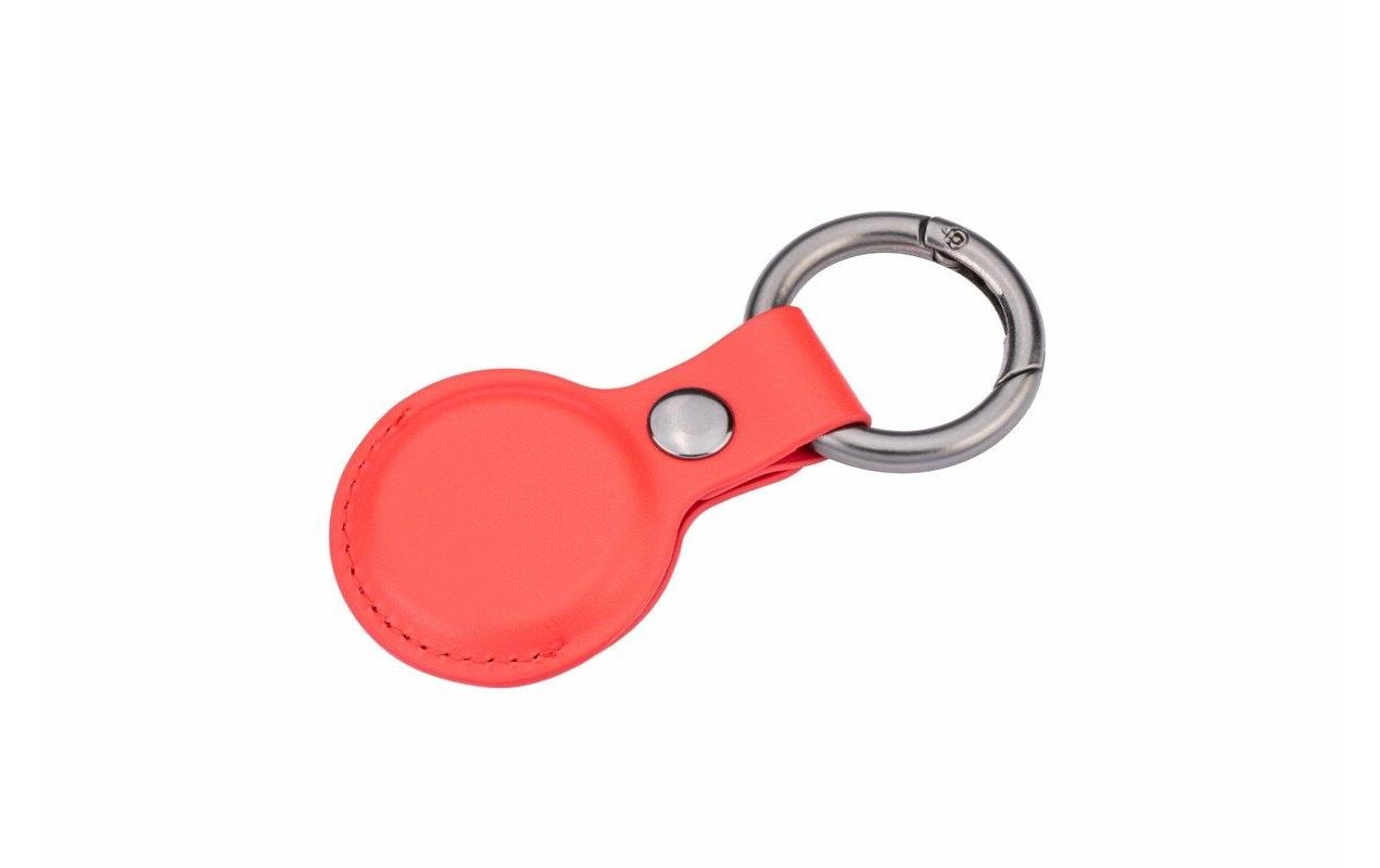 TROIKA AirTag Schlüsselanhänger Rund für AirTag – Schutzhülle, Kunstleder, Rot, 88 × 40 × 8 mm