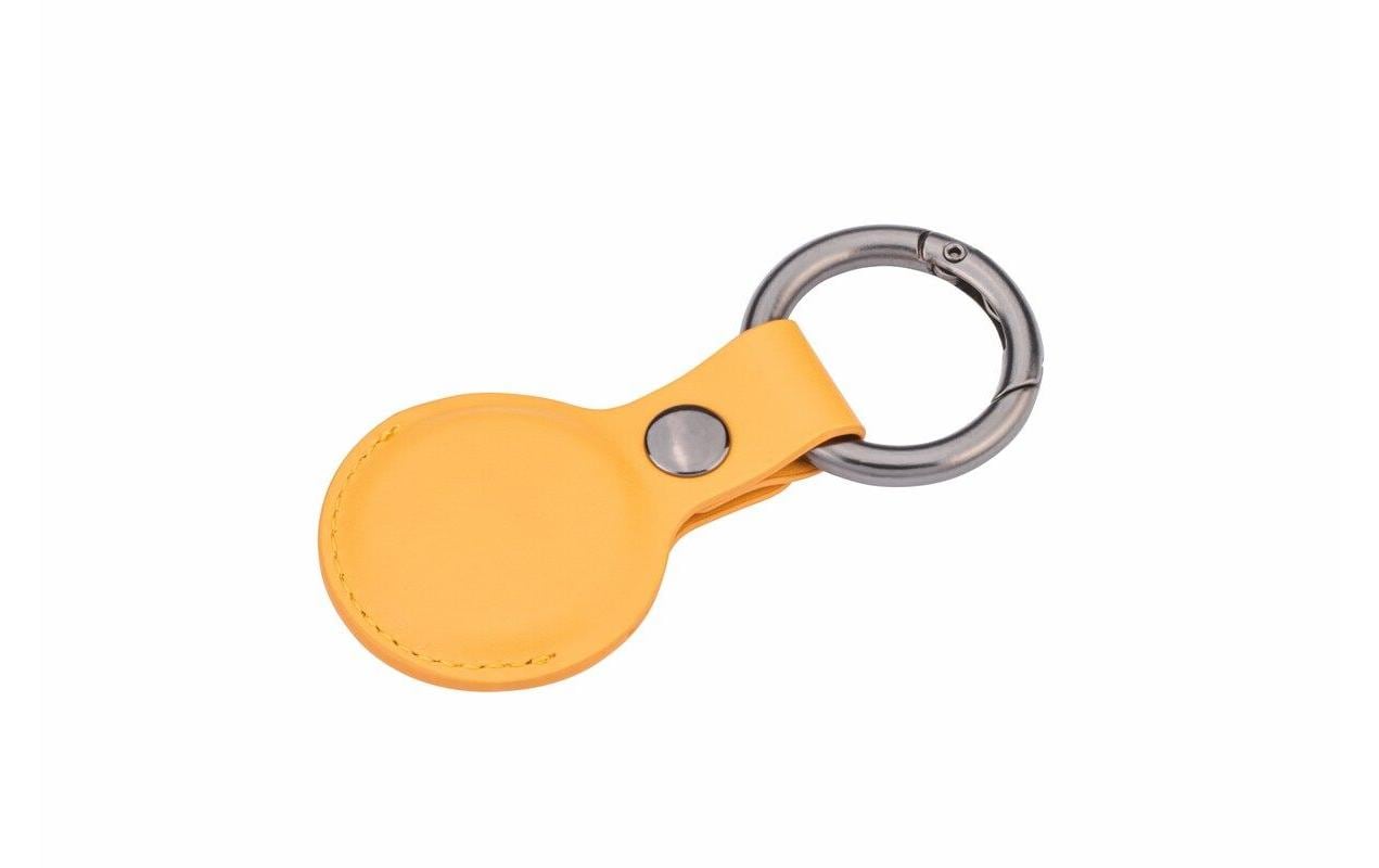 TROIKA AirTag-Hülle – mit Schlüsselring, Kunstleder, Gelb, 88 × 40 × 8 mm