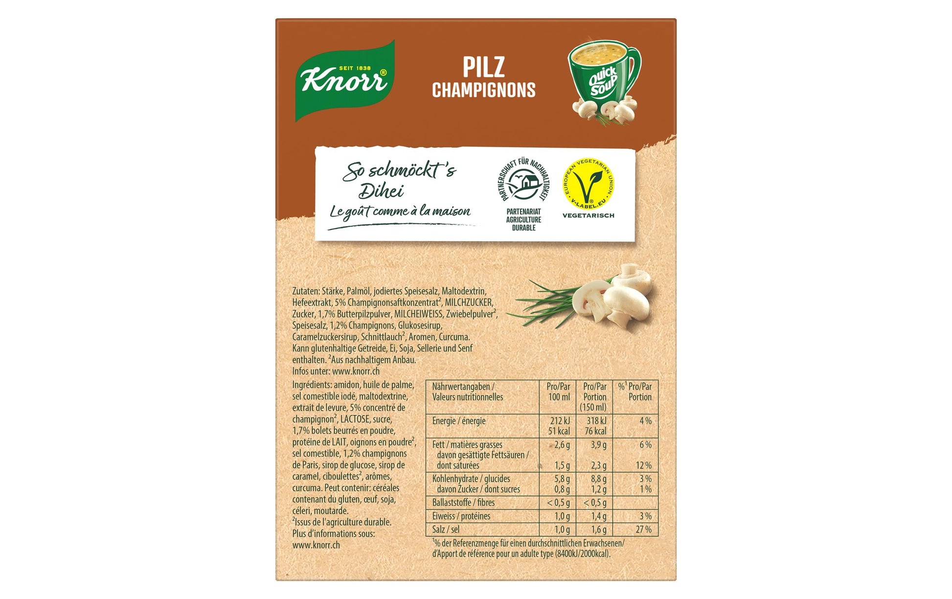 Knorr Quick Soup Pilzsuppe Vegetarisch – 48 g