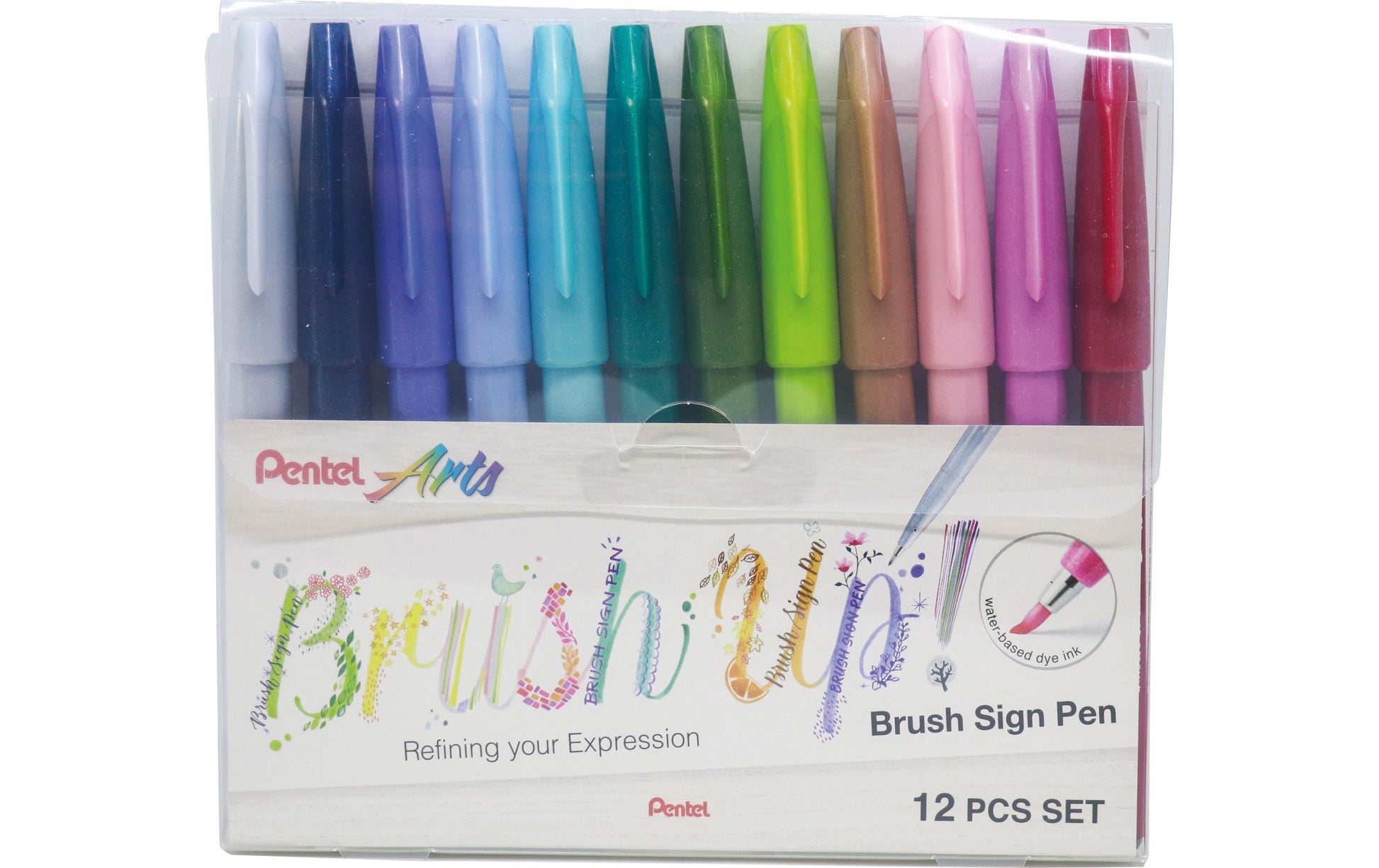 Pentel Brush Pen Pastell – Pinselspitze, 12 Farben