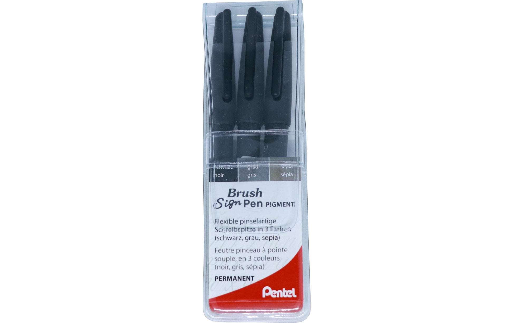 Pentel Brush Pen – Pinselspitze, pigmentiert, wasserfest, 3 Farben