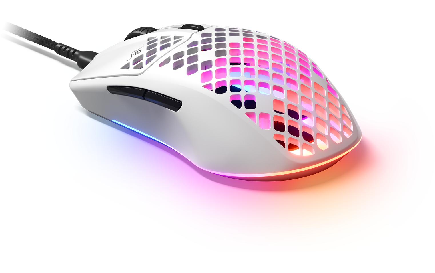 SteelSeries Aerox 3 – Gaming-Maus – Kabelgebunden (USB-C), 8500 DPI, RGB-Beleuchtung, rechts, Weiss