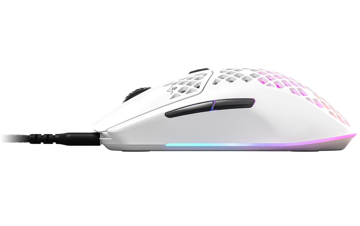 SteelSeries Aerox 3 – Gaming-Maus – Kabelgebunden (USB-C), 8500 DPI, RGB-Beleuchtung, rechts, Weiss