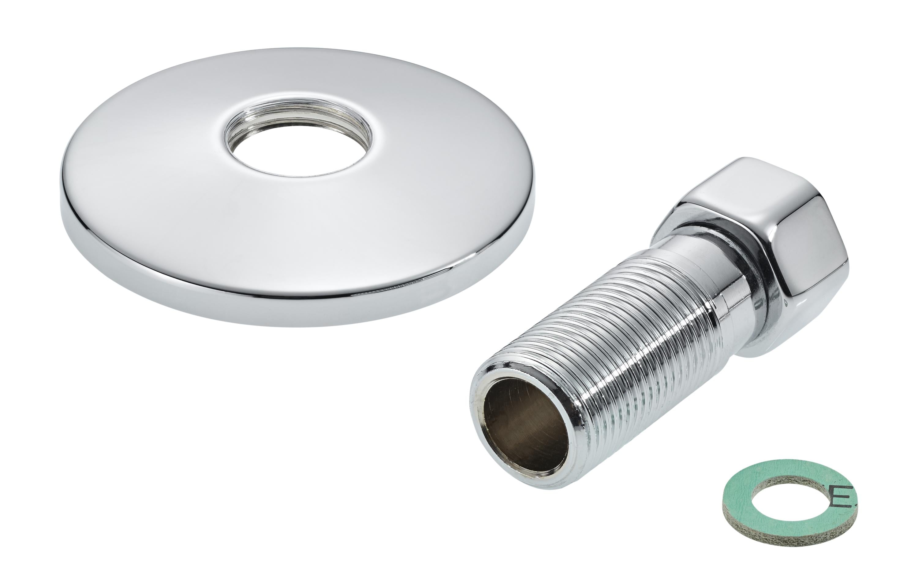 Mateu Verschraubung gerade – 1/2" Anschluss, Ø 55 × 55 mm, verchromtes Messing, mit Wandrosette und Dichtung