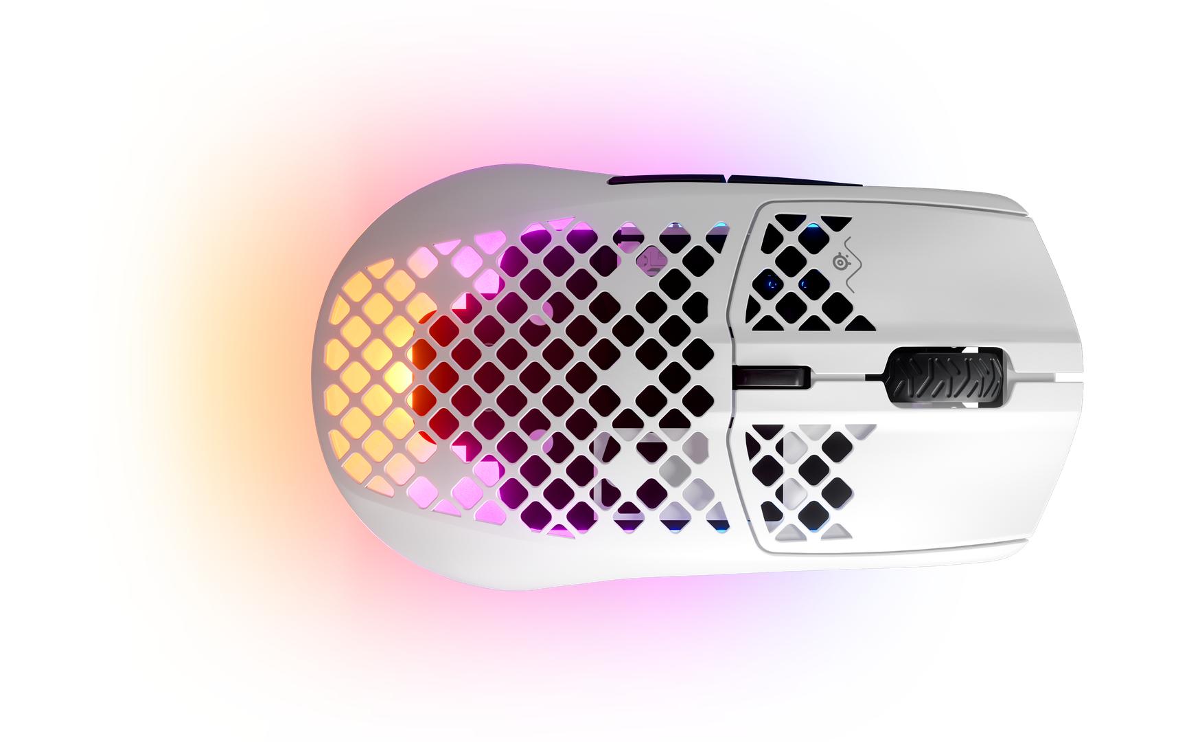 Steelseries Aerox 3 Gaming-Maus – kabellos, 1'000 Hz, 6 Tasten, für Rechtshänder, RGB-Beleuchtung, weiss