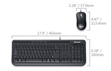 Microsoft Wired Desktop 600 – Tastatur-Set mit Maus, USB, Schwarz