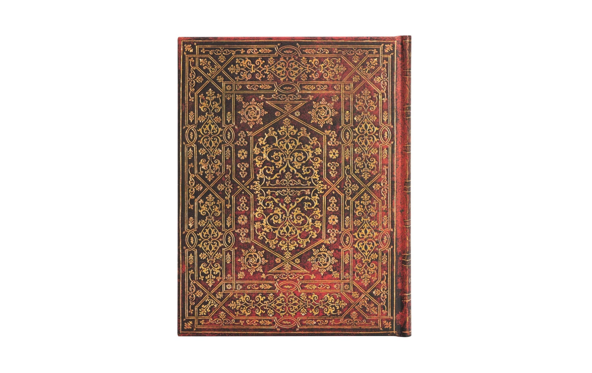 Paperblanks Notizbuch, 180 × 230 mm, liniert, Fadenheftung, Hardcover, 144 Seiten, 120 g/m² – rot, Ornament