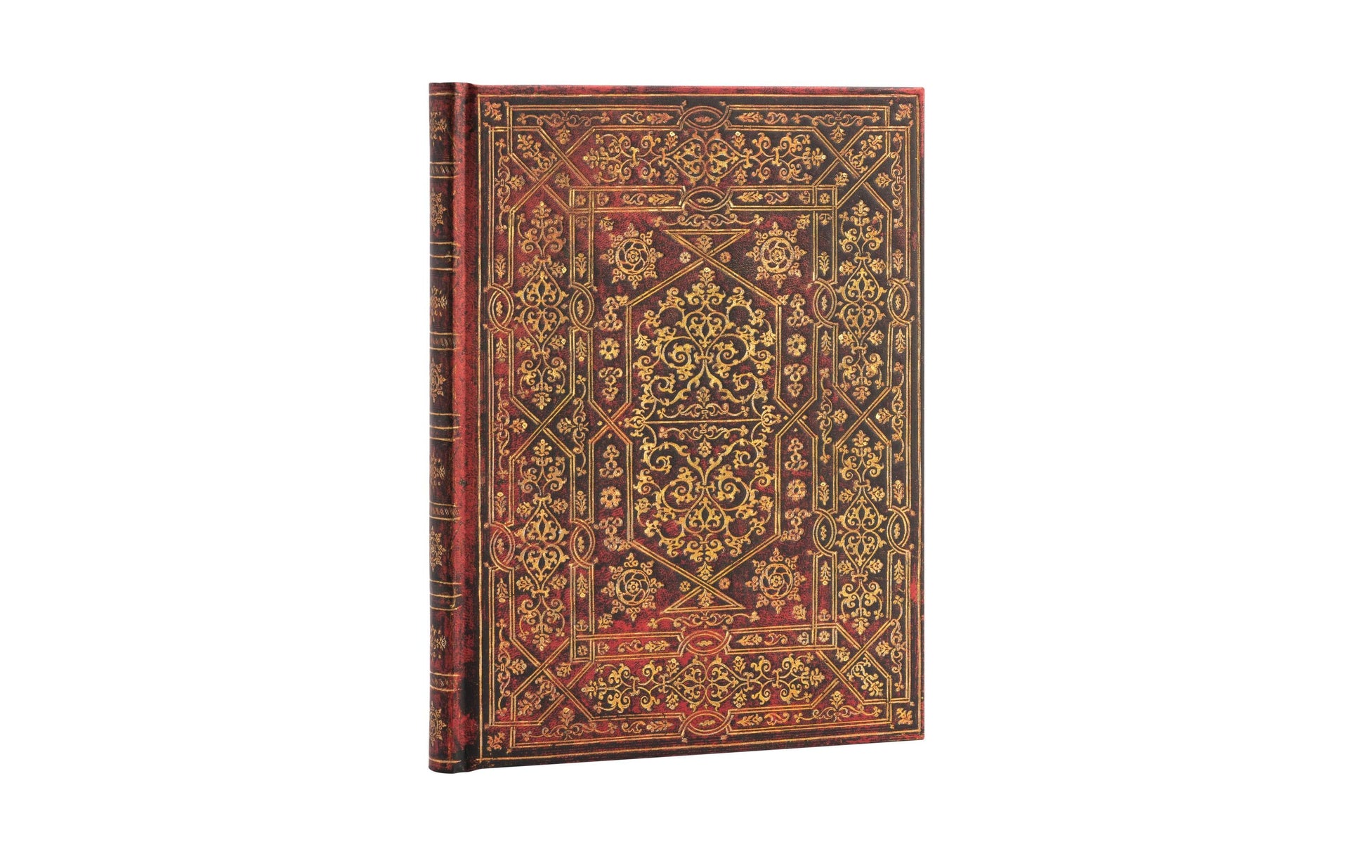 Paperblanks Notizbuch, 180 × 230 mm, liniert, Fadenheftung, Hardcover, 144 Seiten, 120 g/m² – rot, Ornament