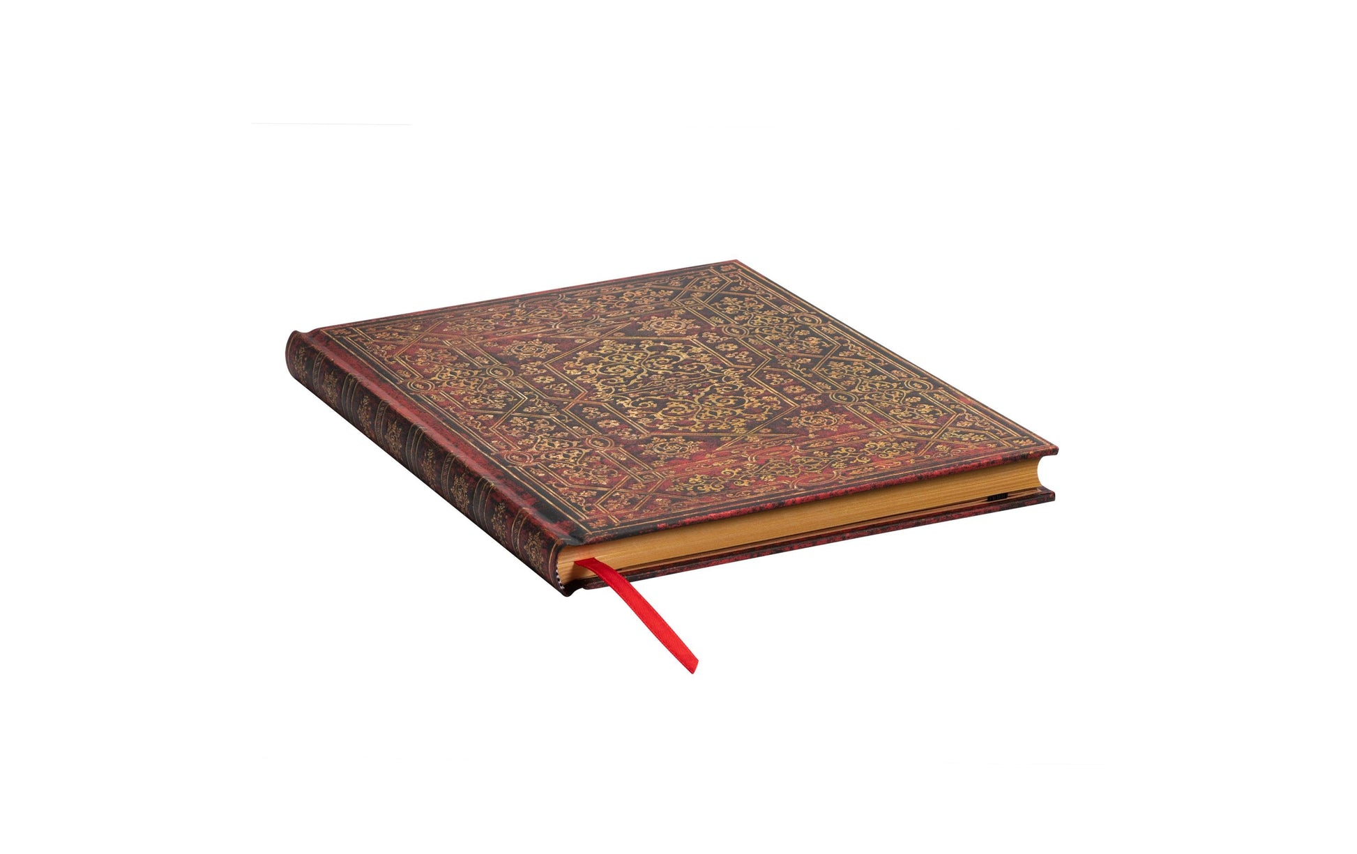 Paperblanks Notizbuch, 180 × 230 mm, liniert, Fadenheftung, Hardcover, 144 Seiten, 120 g/m² – rot, Ornament
