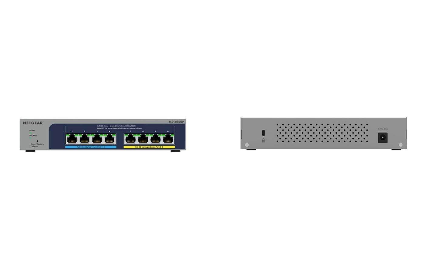 NETGEAR MS108EUP – Managed L2/L3 Switch – 8× 2,5G, PoE++, PoE-Budget 230 W, Desktop