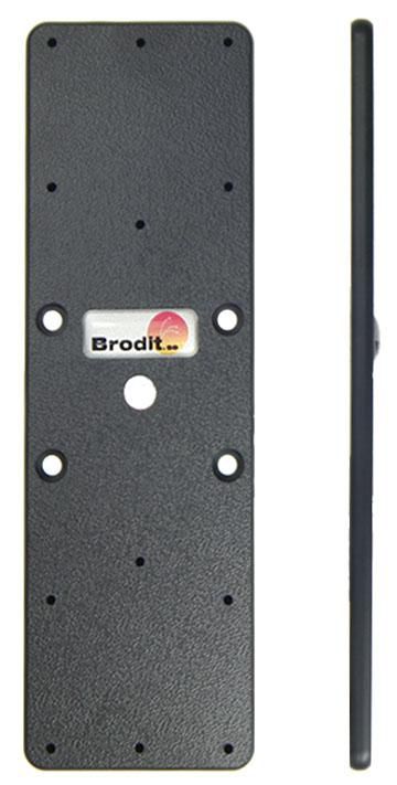 Brodit Montageplattenverlängerung – vorgebohrte Montageplatte, Kunststoff, 155×5×50 mm – schwarz