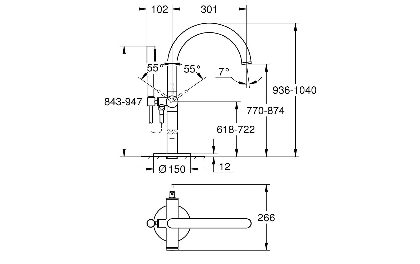 GROHE Atrio Badebatterie – Einhebelmischer, Messing, Chrom