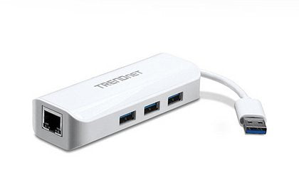 Trendnet TU3-ETGH3 USB-Hub – USB 3.0, 3× USB-A, GbE, für Windows/Mac