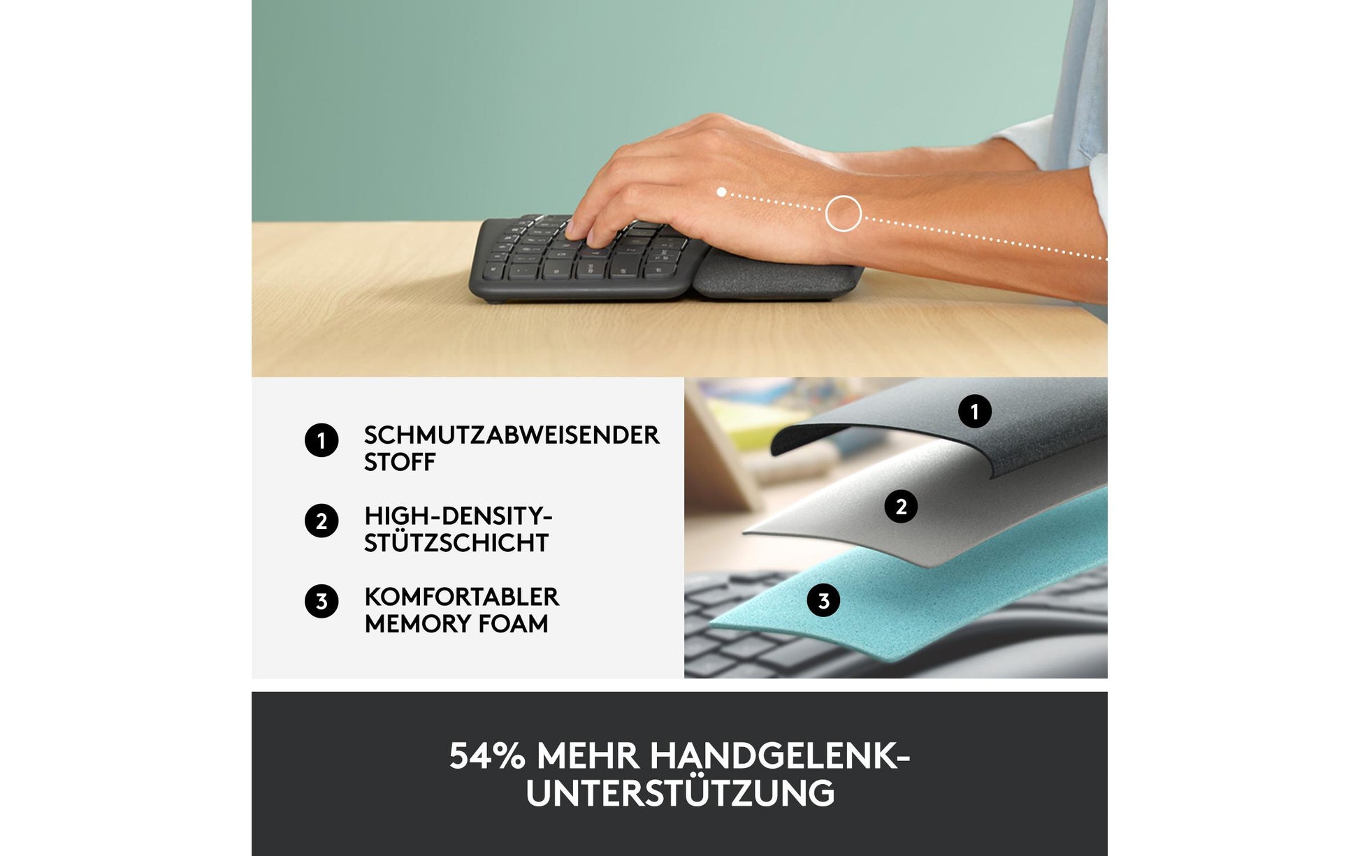 Logitech ERGO K860 – Tastatur, US-Layout (EN), ergonomisch, Grau