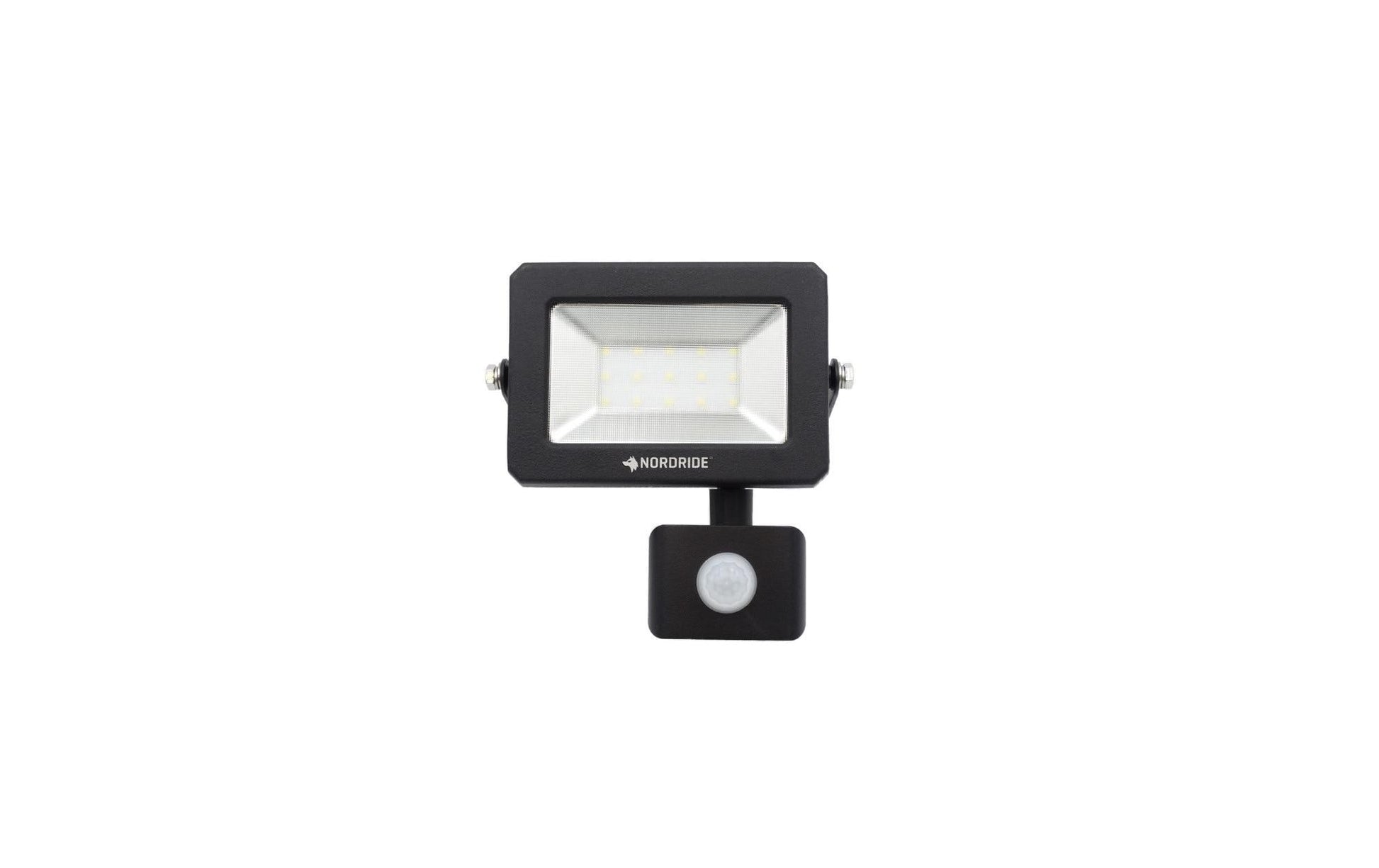 NORDRIDE Wandleuchte Flat – 15,5 × 16,8 cm, 1100 lm, 10 W, 5000 K, IP54, Schwarz, Bewegungssensor (PIR), Dämmerung