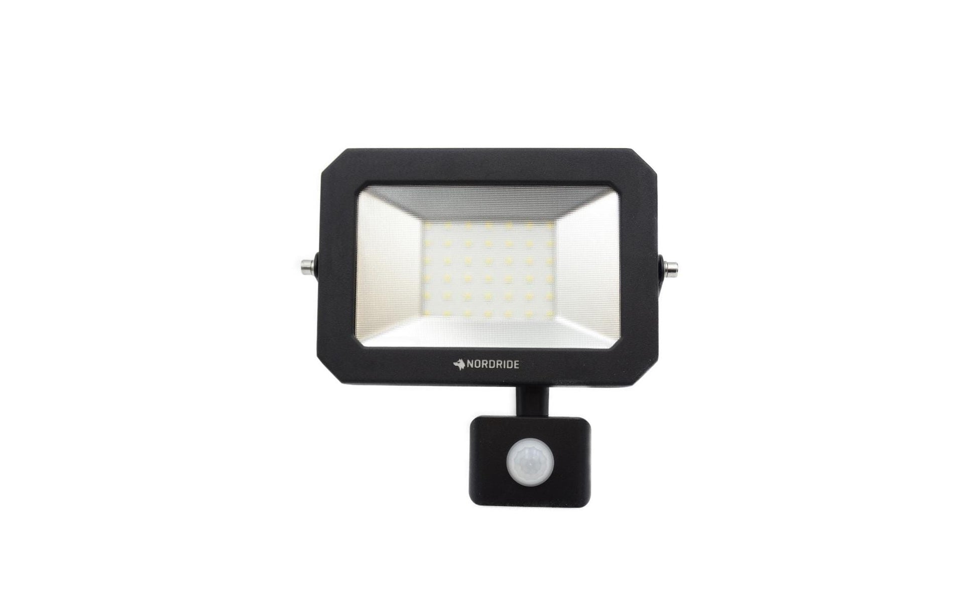 NORDRIDE Aussenwandleuchte – 30 W, Neutralweiss, 5000 K, IP54, Netzbetrieb, mit Bewegungsmelder, Schwarz