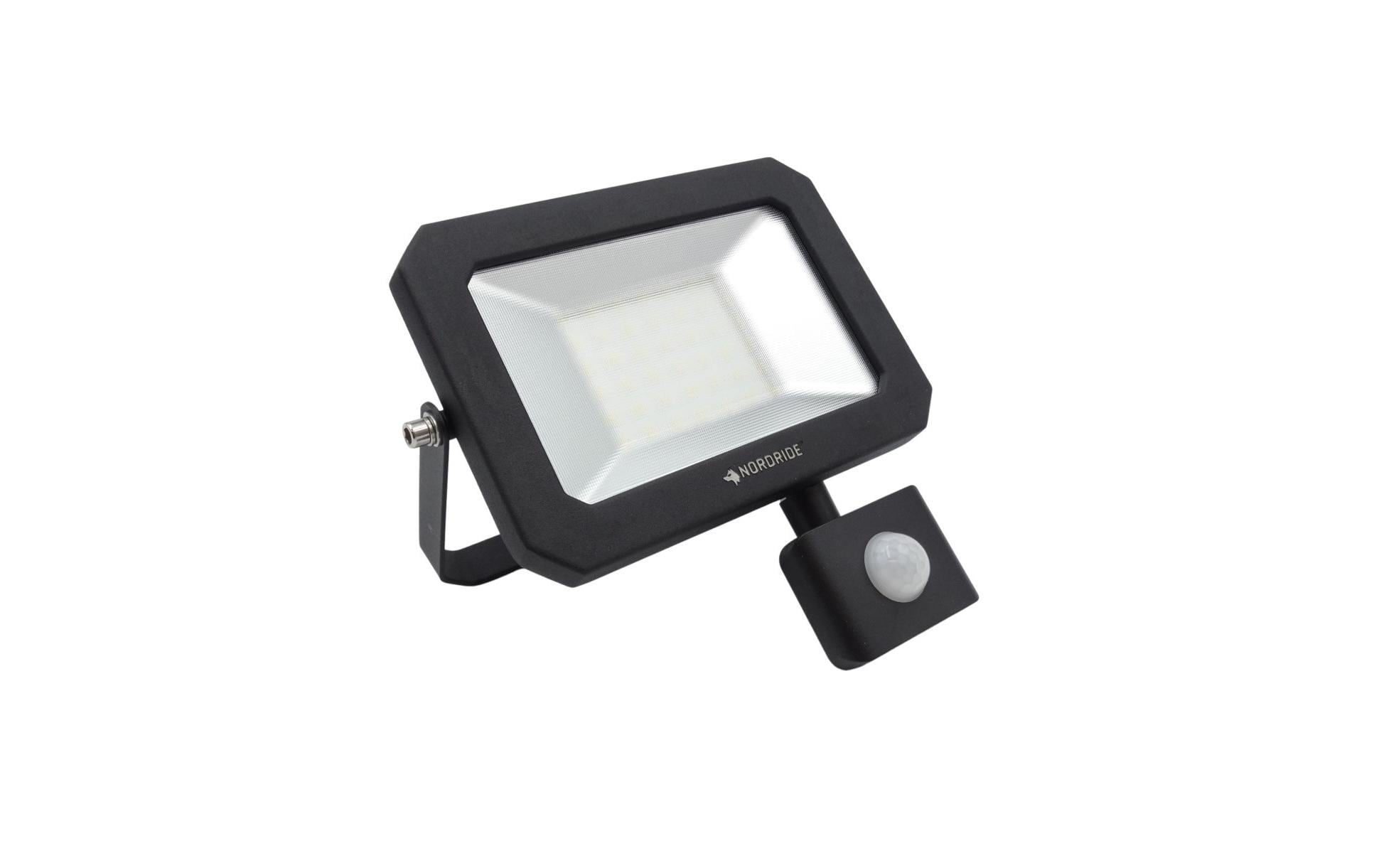NORDRIDE Aussenwandleuchte – 30 W, Neutralweiss, 5000 K, IP54, Netzbetrieb, mit Bewegungsmelder, Schwarz