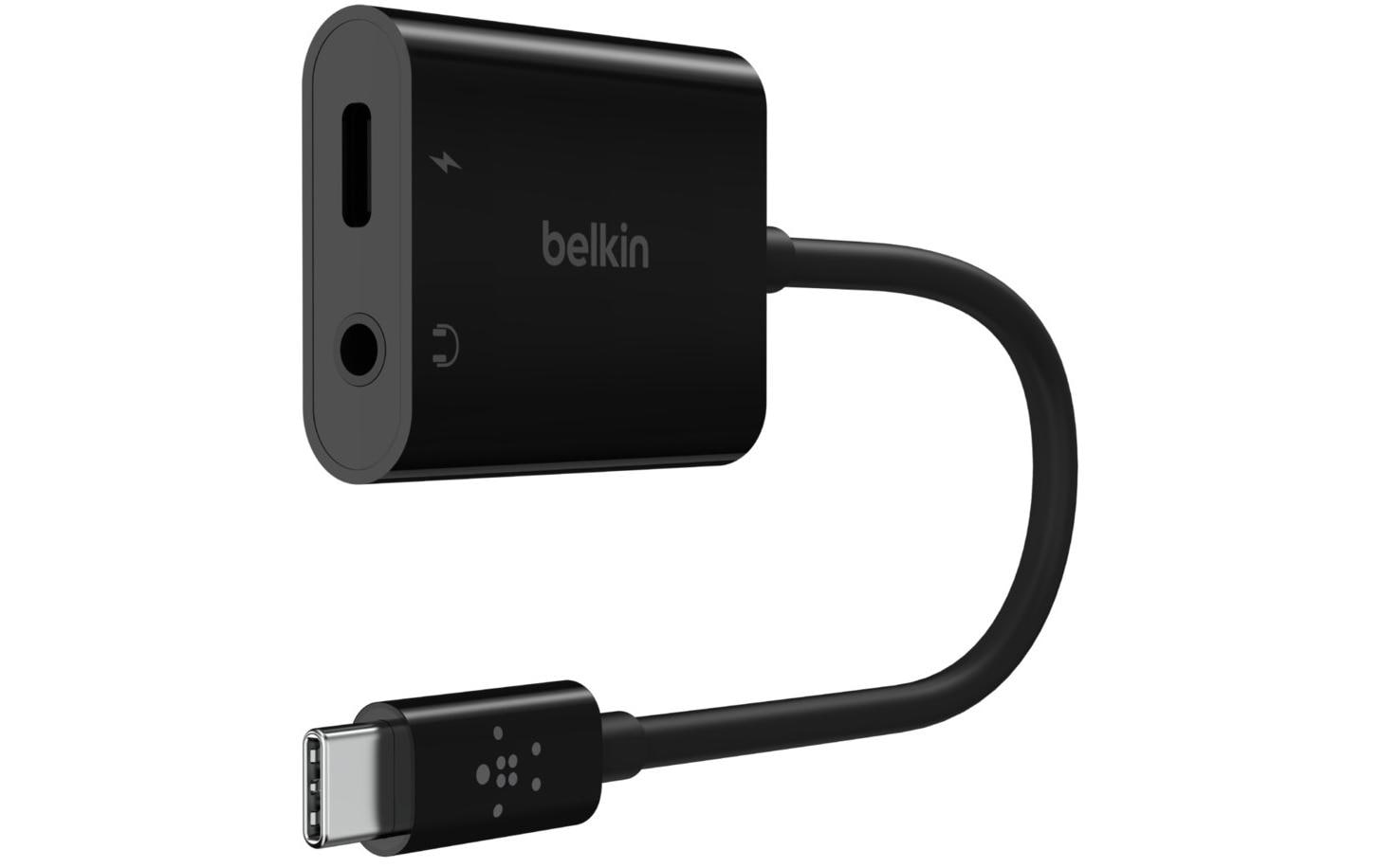 Belkin RockStar – USB-C Audio-Adapter/Hub – 3,5 mm/USB-C, USB-C PD 60 W – 0,20 m – Schwarz