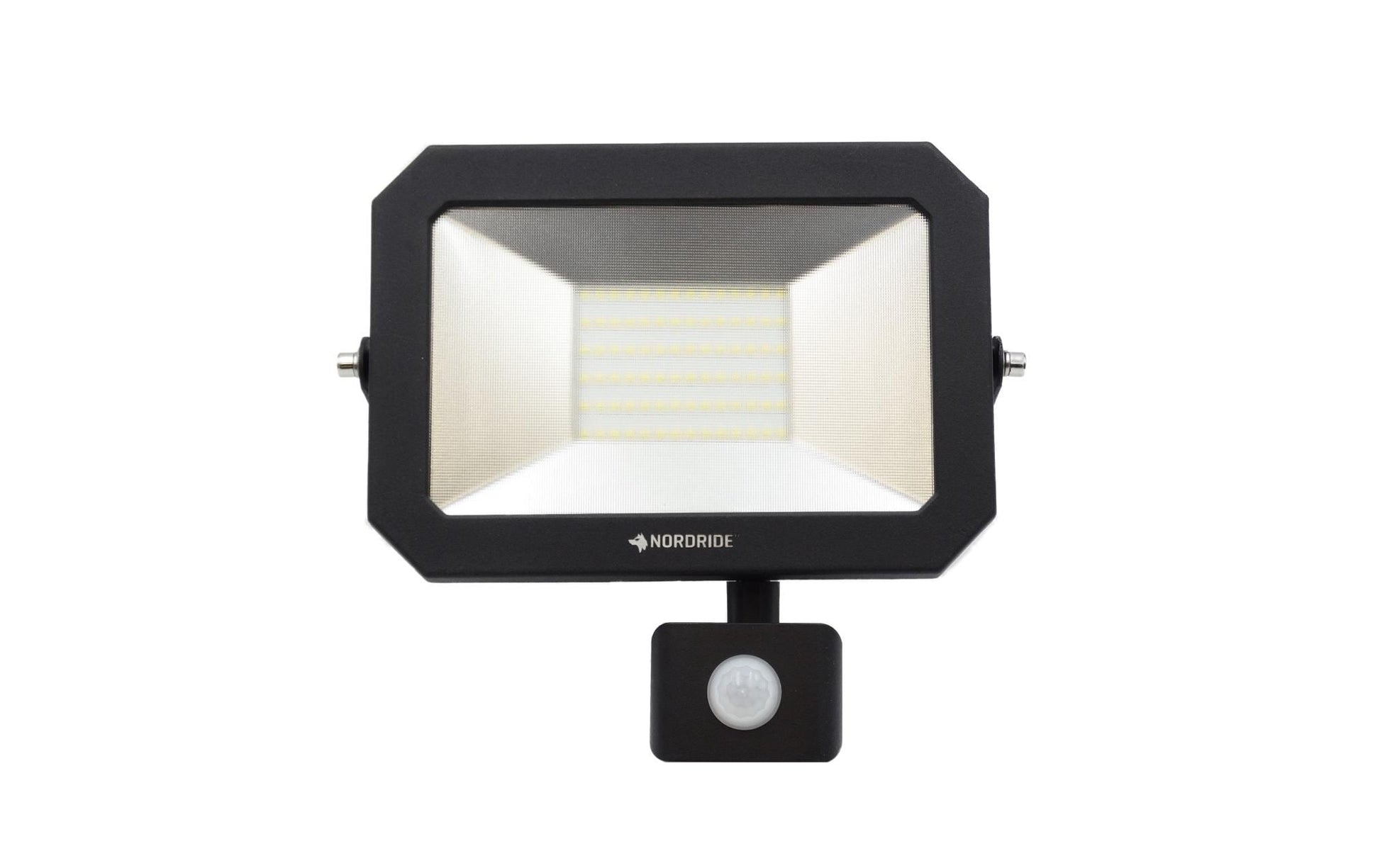 NORDRIDE Aussenwandleuchte – 50 W – Neutralweiss, 5000 K – IP54 – Netzbetrieb – mit Bewegungsmelder – Schwarz