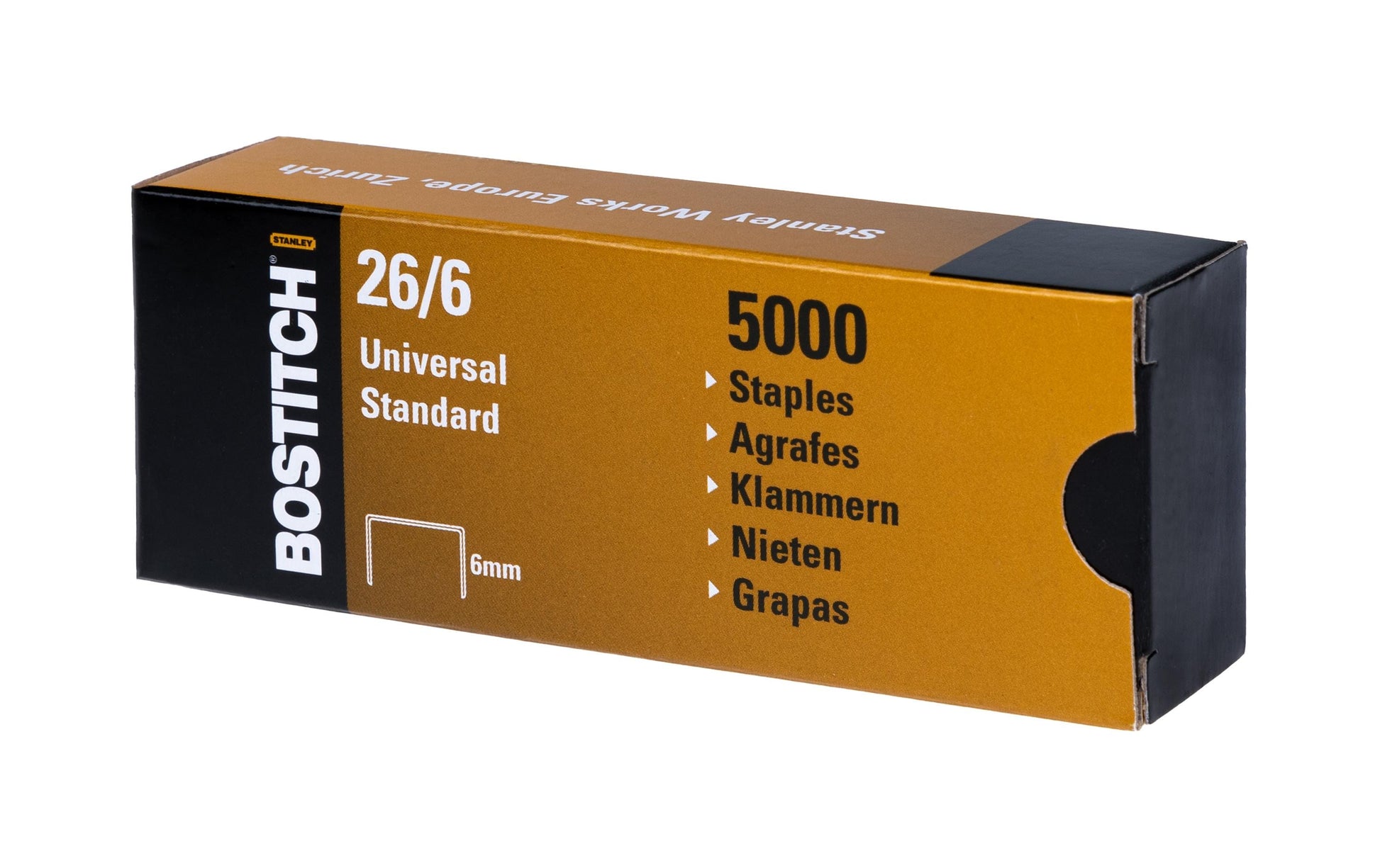 Bostitch Heftklammern 26/6 – 6 mm – Metall, silber – 5000 Stk.