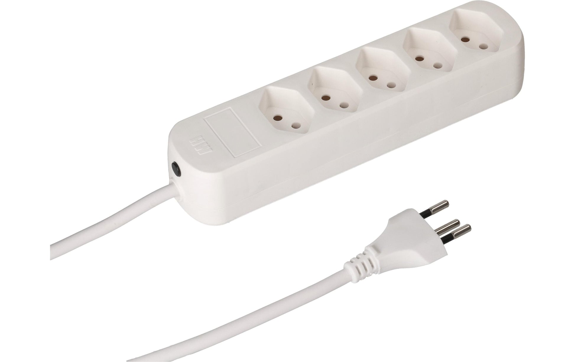Max Hauri AG Max Hauri Basic-Line Steckdosenleiste – 5× T13, 5 m, ohne Schalter, Überstromschutz, weiss