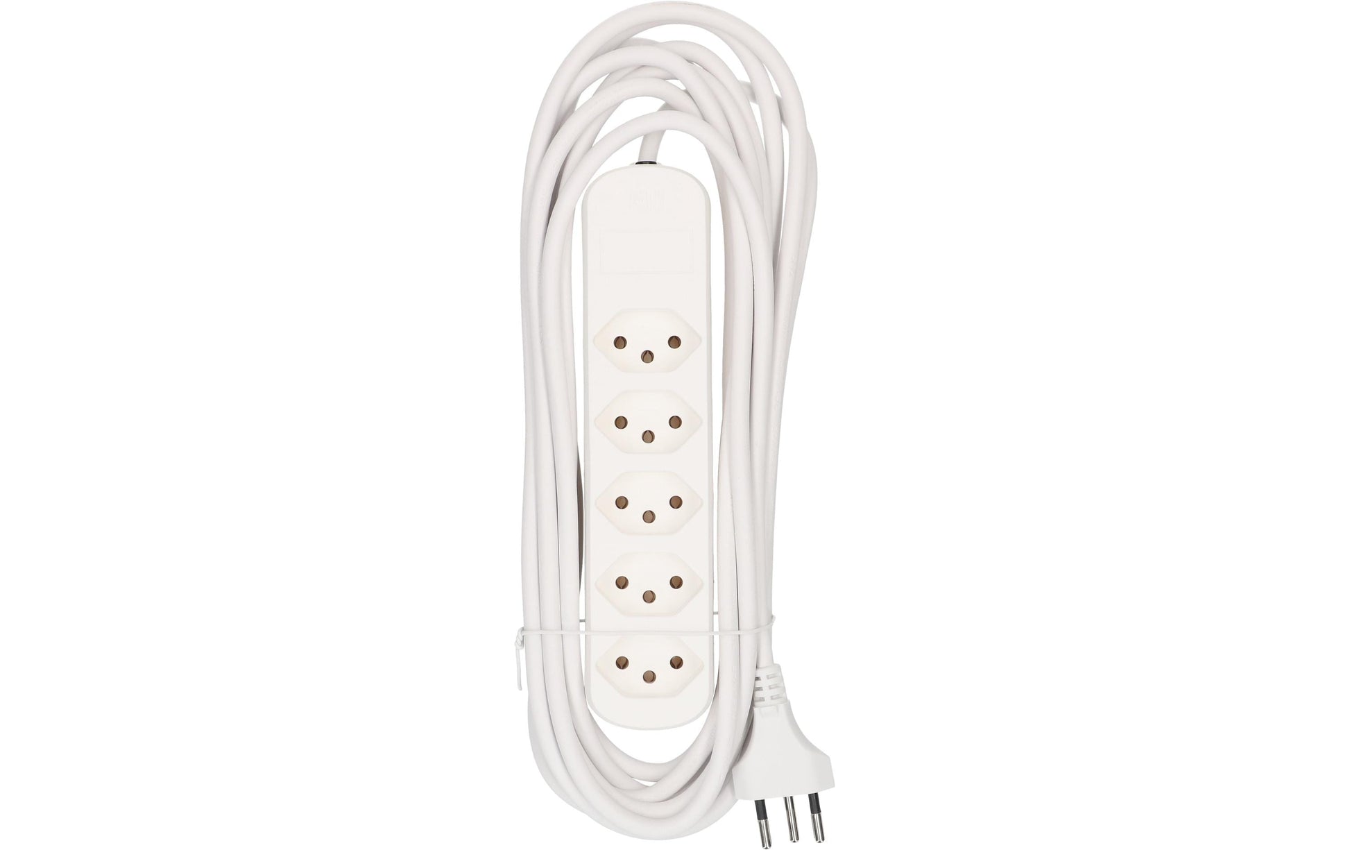 Max Hauri AG Max Hauri Basic-Line Steckdosenleiste – 5× T13, 5 m, ohne Schalter, Überstromschutz, weiss