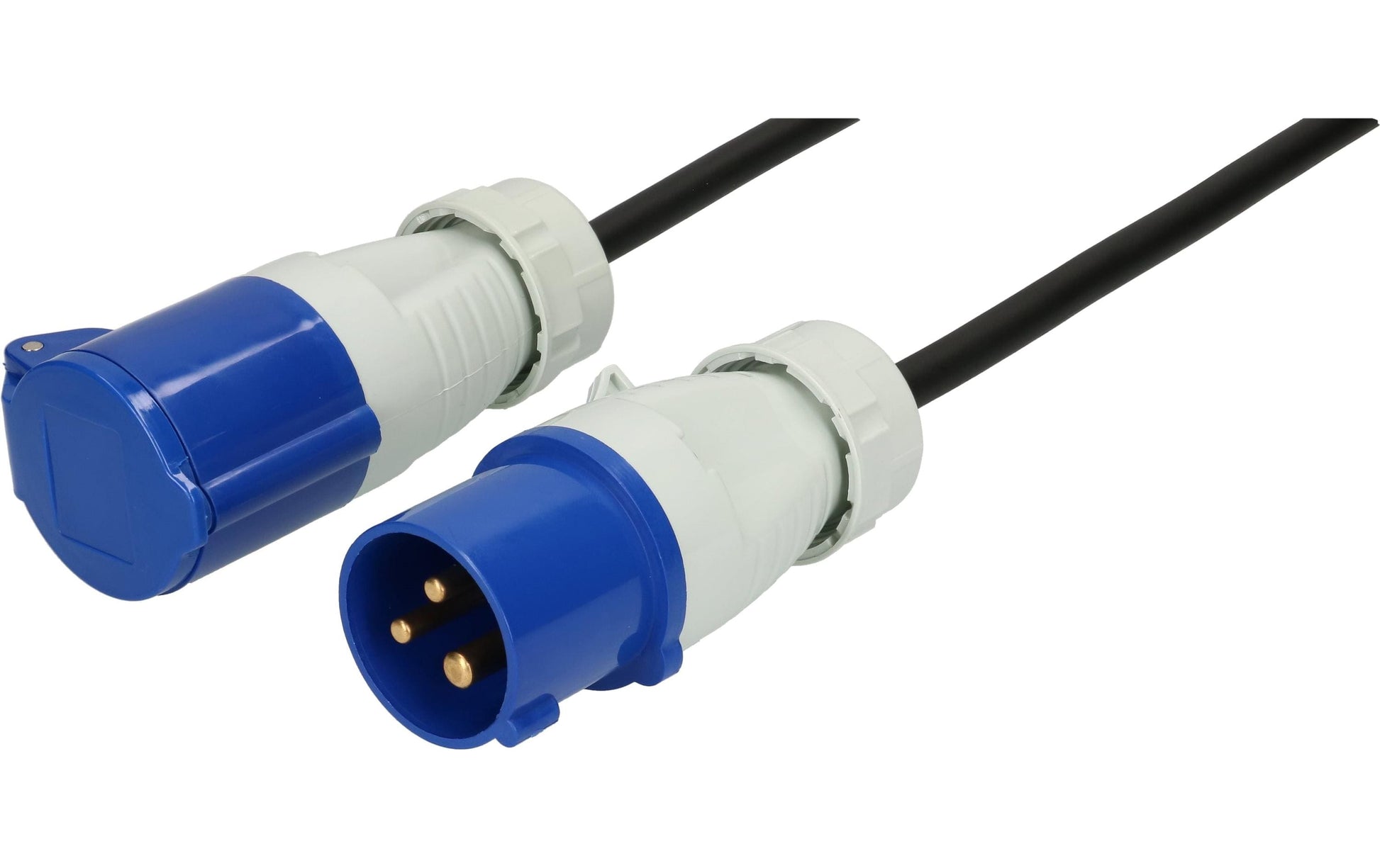maxCAMP Verlängerungskabel CEE 16-3–CEE 16-3, 1,5 m, 1,5 mm², angespritzt, für Aussenanwendung – schwarz