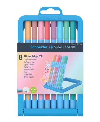 Schneider AG Schneider Slider Edge Pastell Kugelschreiber – 8er Pack, Mehrfarbig, Spitze Extradick, Deckel