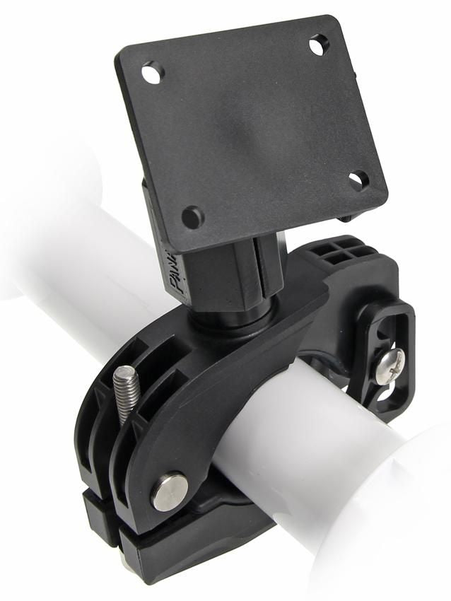 Brodit Rohrhalter/Platte, für Rohre Ø 3,1–5 cm, 360° drehbar – Schwarz, Kunststoff