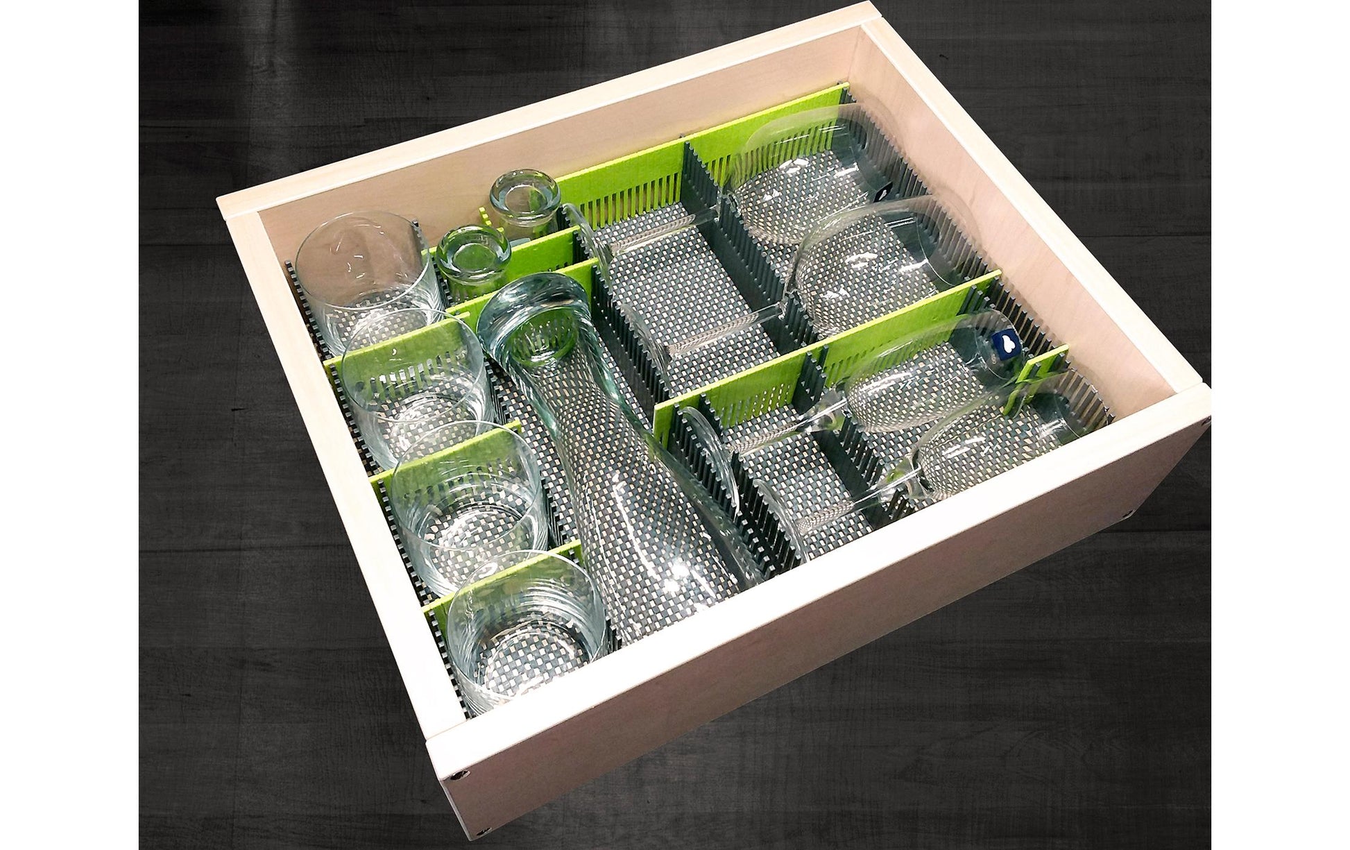 purVario Schubladeneinsatz – Kunststoff – Grau/Grün – 330 × 60 × 3 mm