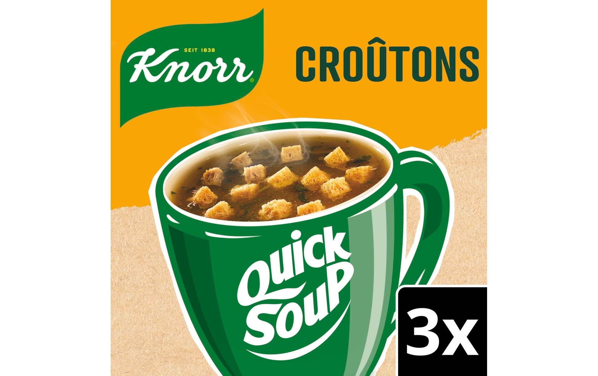 Knorr Quick Soup Bouillon Gemüse & Croûtons, vegetarisch – 58 g