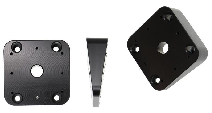 Brodit Geräteplatte 15° – Spezial-Zubehör – AMPS-Lochbild, Metall, 50×50 mm, 5–18 mm – Schwarz