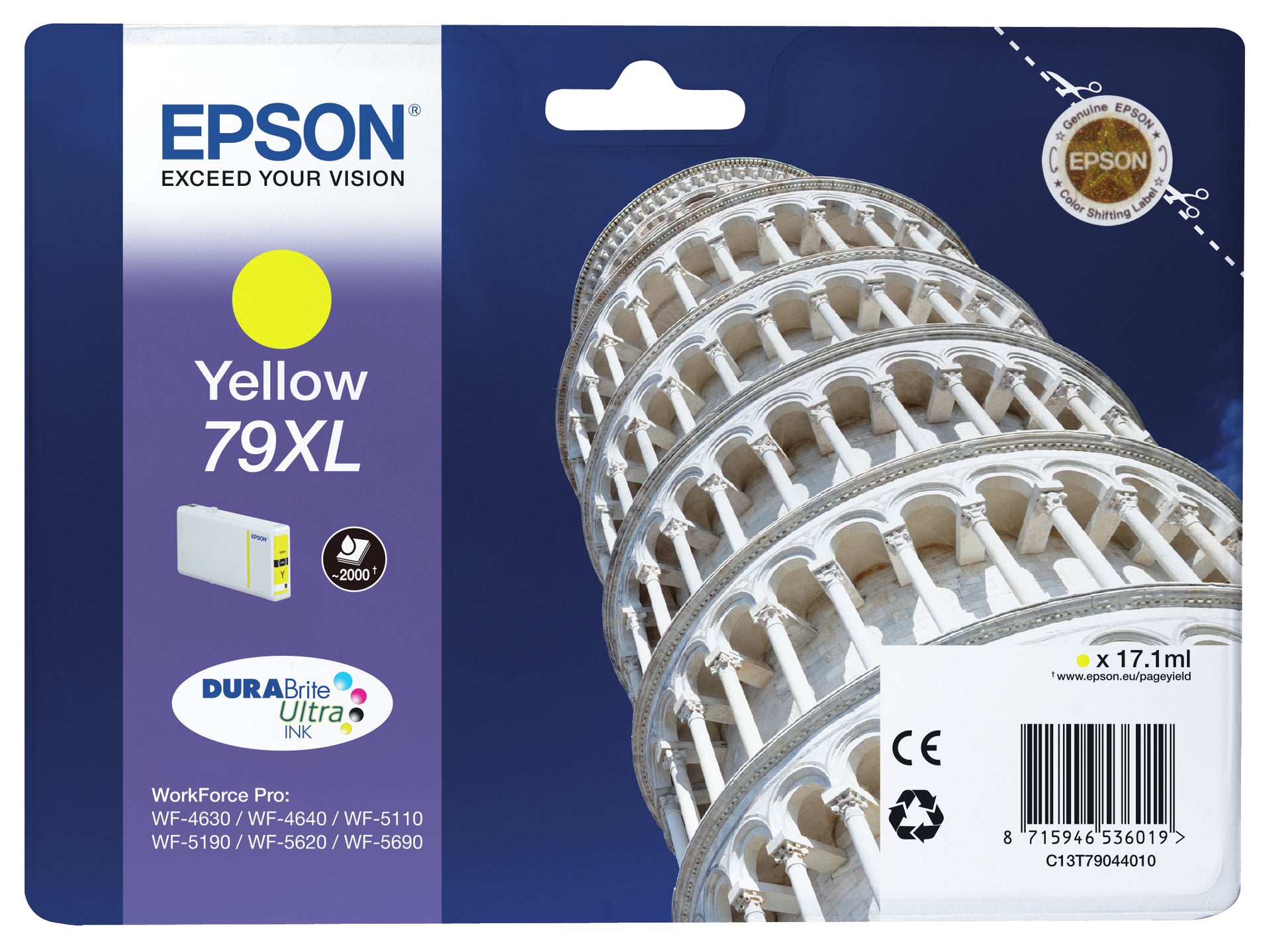 Epson T790440XL Gelbe Tintenpatrone (Original) – für WorkForce Pro WF-5620DWF – C13T79044010