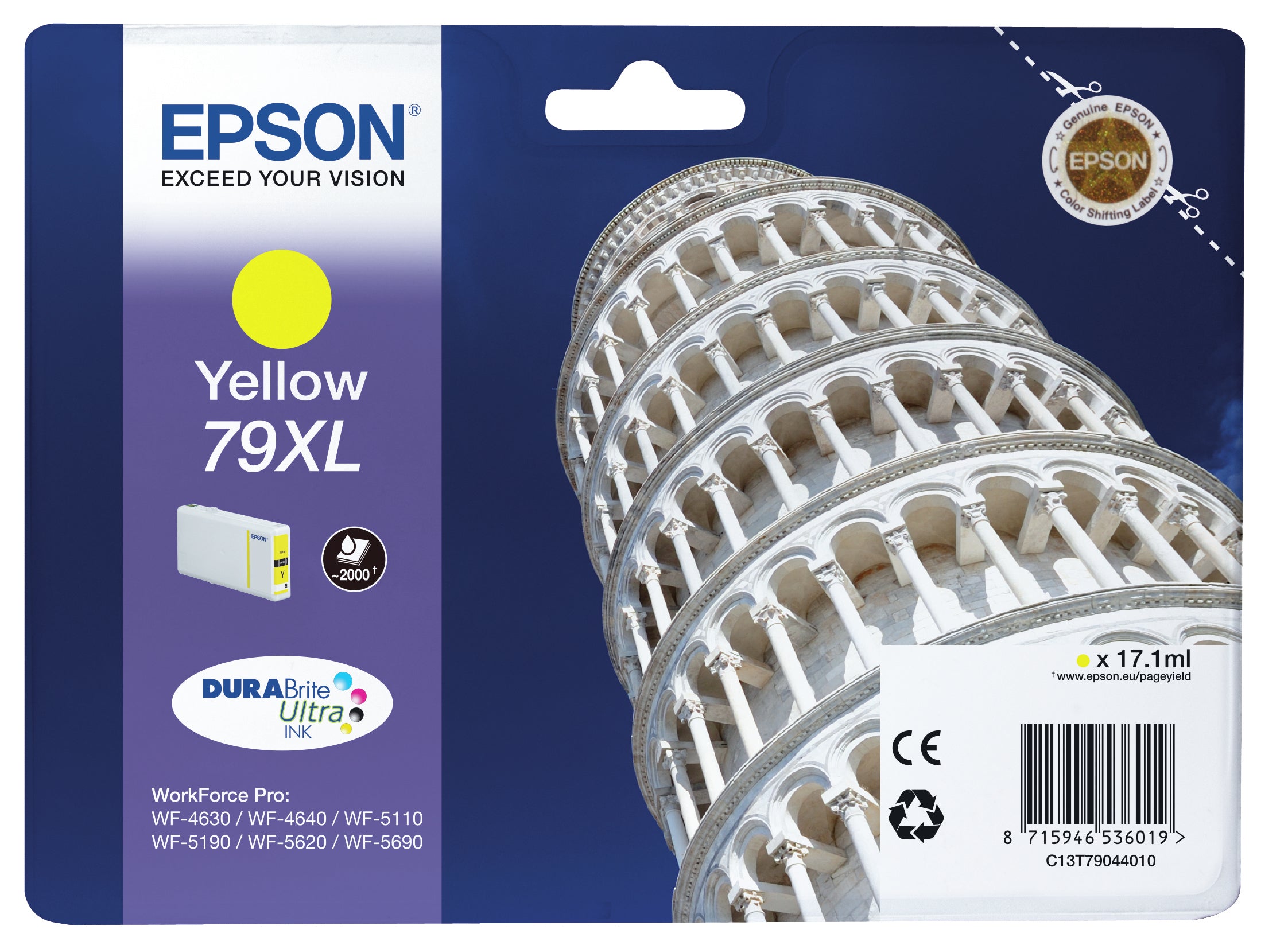 Epson T790440XL Gelbe Tintenpatrone (Original) – für WorkForce Pro WF-5620DWF – C13T79044010