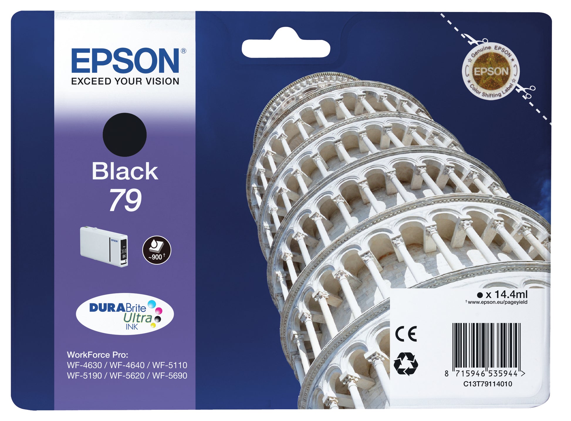 Epson T791140 Schwarz Tintenpatrone (Original) – 900 Seiten – für WorkForce Pro WF-5620DWF – C13T79114010