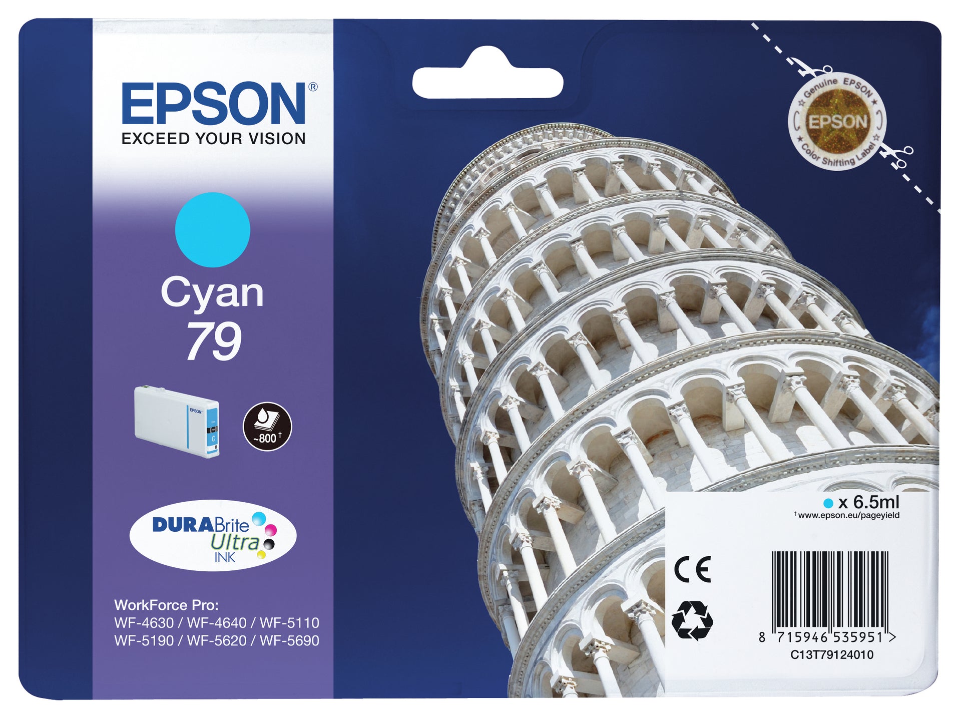 Epson Tintenpatrone 79 (DURABrite UltraInk), cyan, 800 Seiten, original – für Epson-Drucker