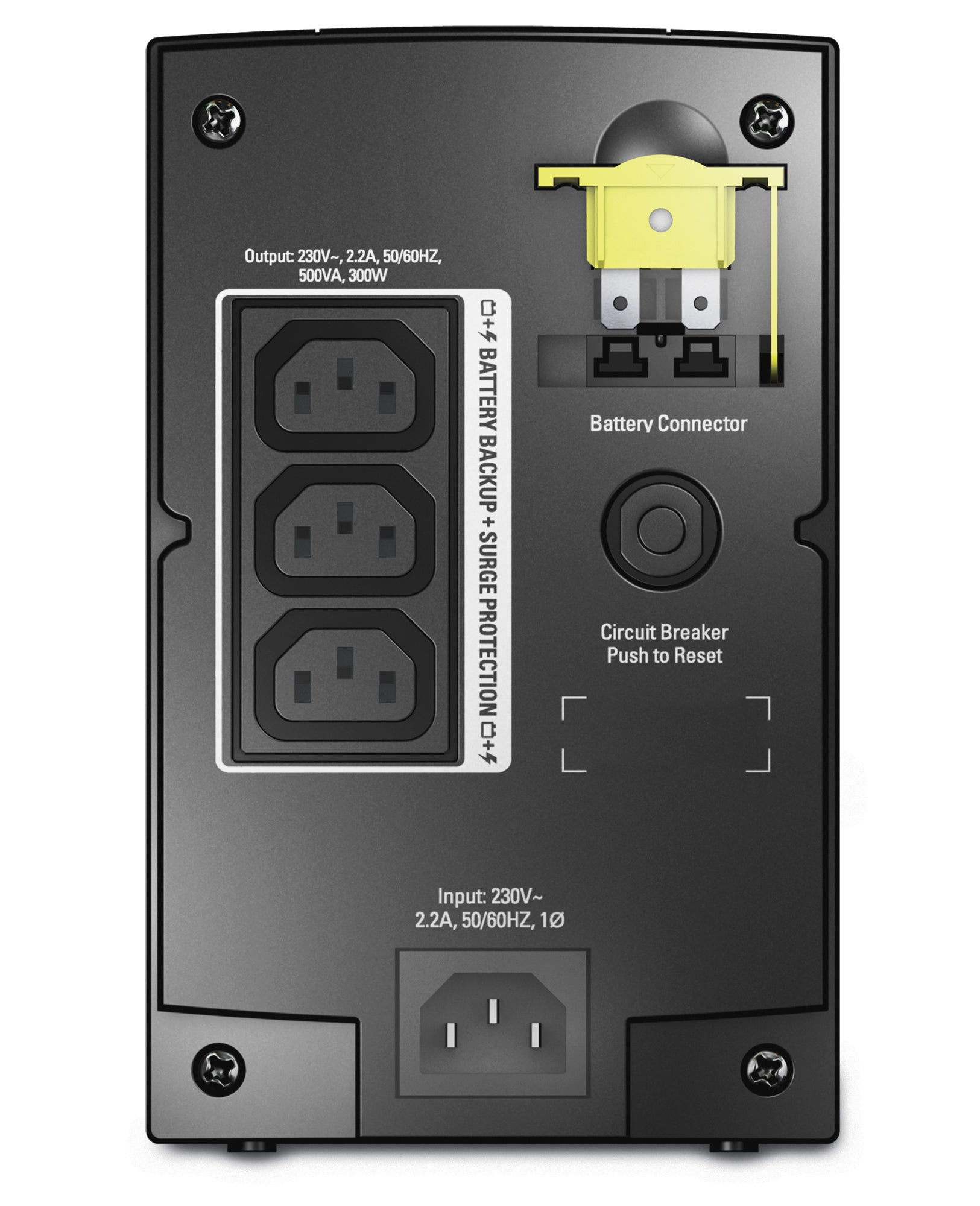 APC BX500CI USV 0,5 kVA/300 W Line-Interaktiv – Tower – C13×3, Eingang IEC C14
