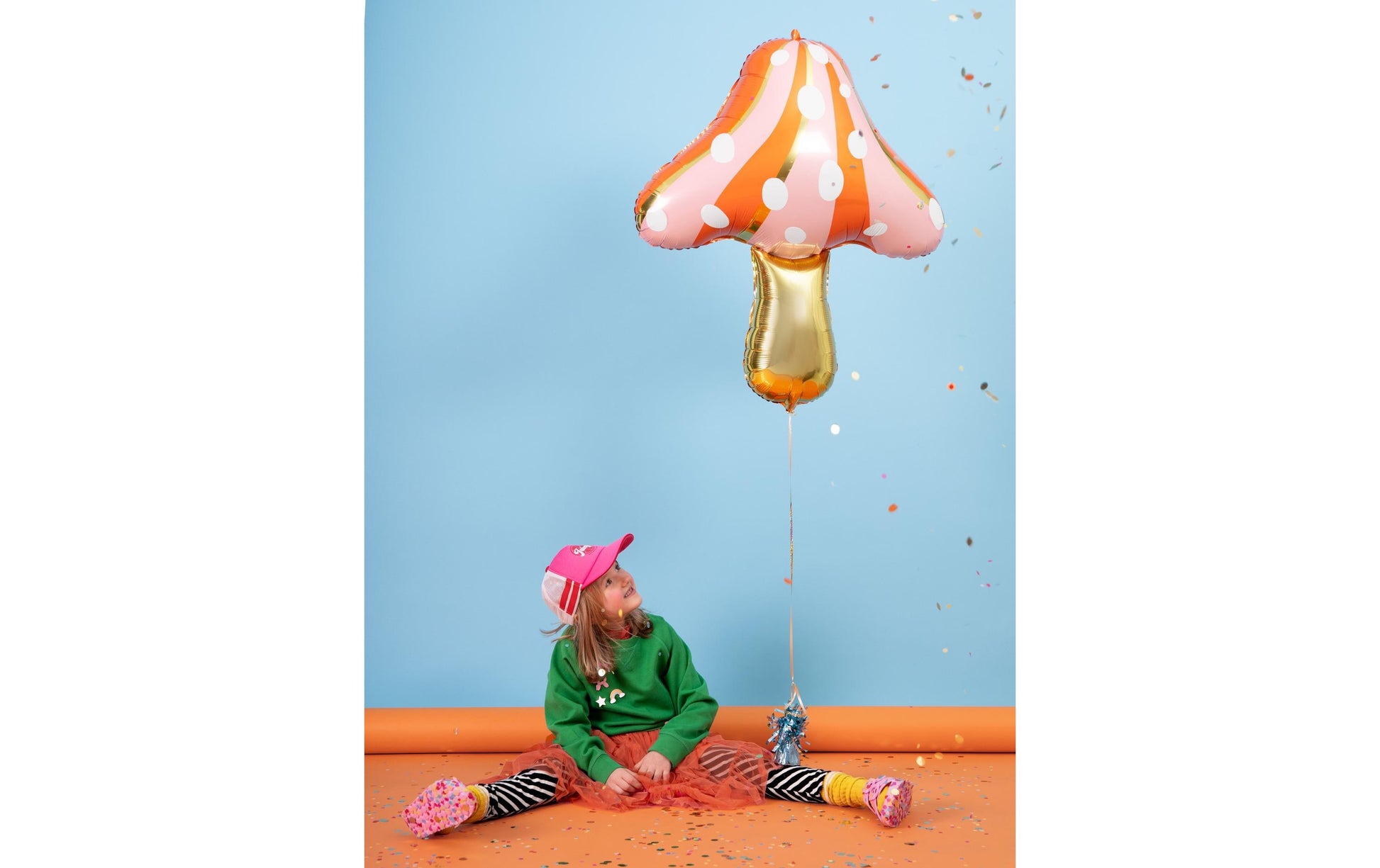 PartyDeco Folienballon Pilz – mehrfarbig – 77 × 95 cm – 1 Stk – mit Helium befüllbar