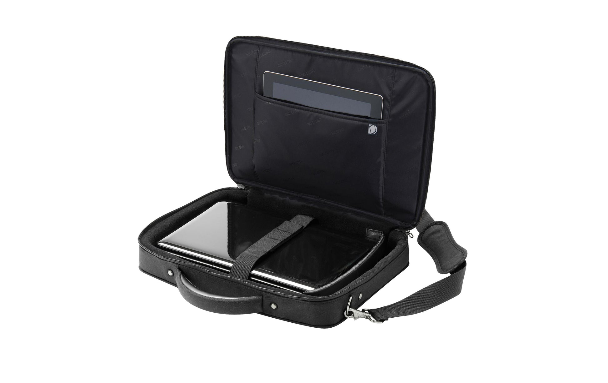 DICOTA Notebook-Tasche für Notebooks bis 15,6" – aus recyceltem PET, verschliessbar – Schwarz