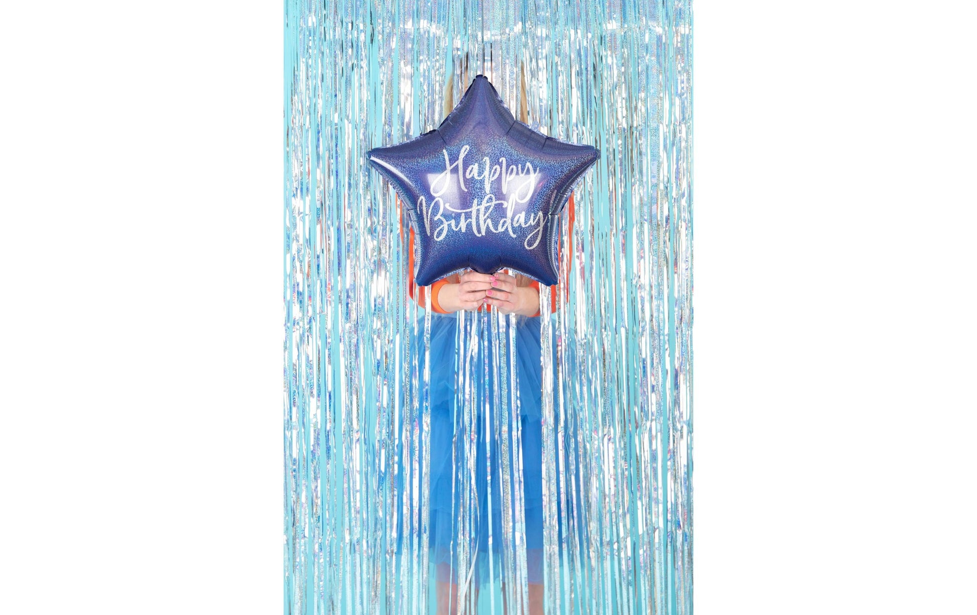 PartyDeco Folienballon Stern – Blau – Ø 40 cm – Folie – 1 Stk