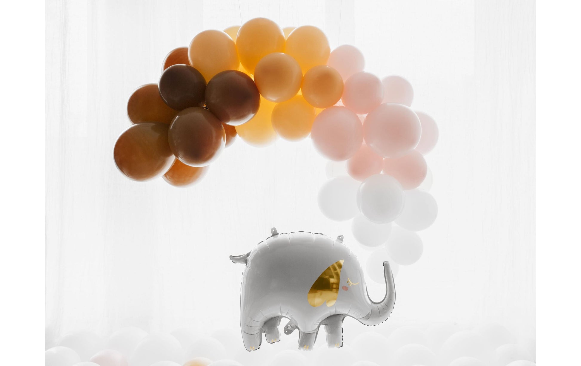 PartyDeco Folienballon Elefant – Weiss – 83 × 58 cm – 1 Stk
