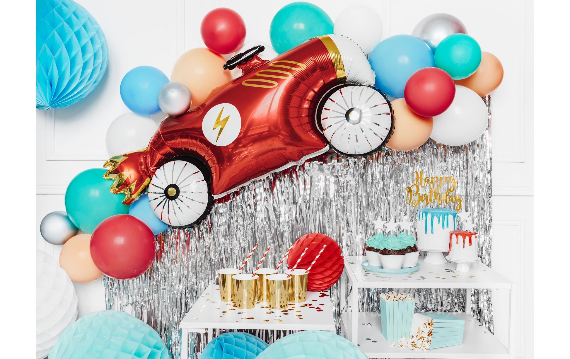PartyDeco Folienballon Auto – Mehrfarbig – 92 × 45 cm – Folie – 1 Stk