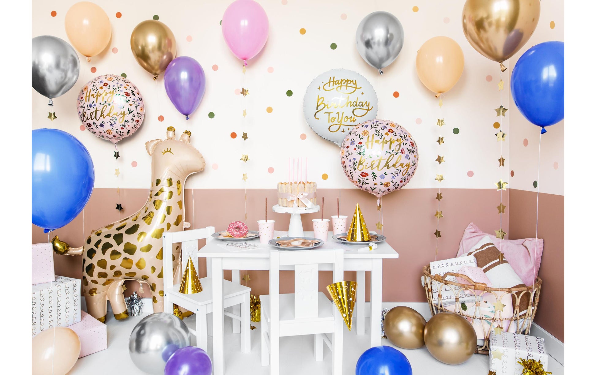 PartyDeco Folienballon Giraffe – Beige/Gold – 100 × 120 cm – 1 Stk