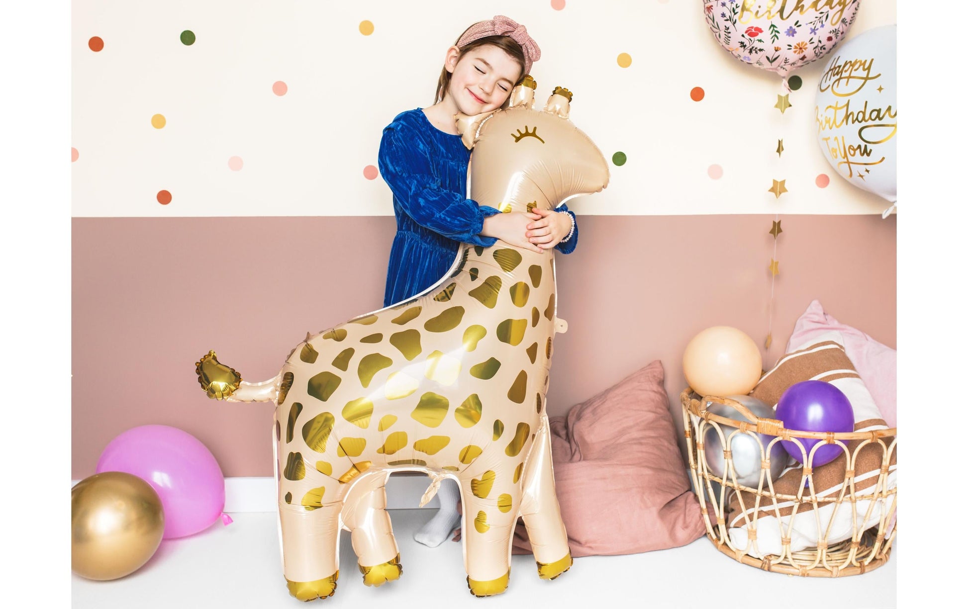 PartyDeco Folienballon Giraffe – Beige/Gold – 100 × 120 cm – 1 Stk